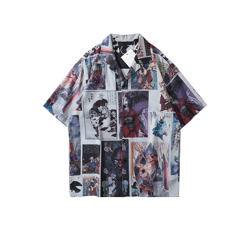 Color shirt men and women drop shoulder shirt short sleeve